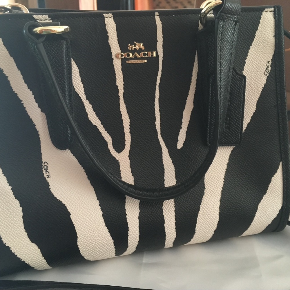 Coach Black and White Zebra Print Shoulder Bag